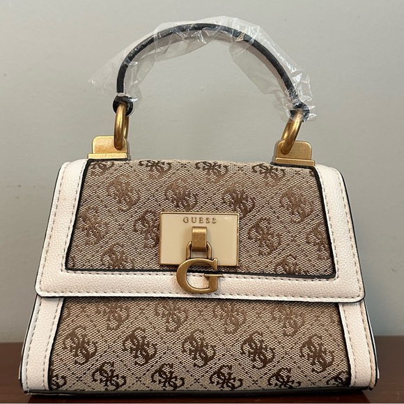 Guess Handbags - Guess Stephi Jacquard Logo Micro Mini Bag in brown